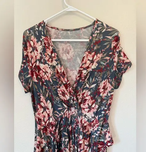Garnet Hill Floral Wrap Dress Stretch Jersey Medium