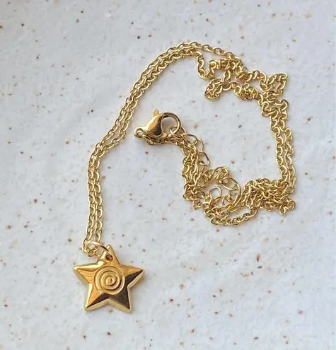 Handmade grunge y2k star swirl fully gold stainless steel chain necklace💫🌀