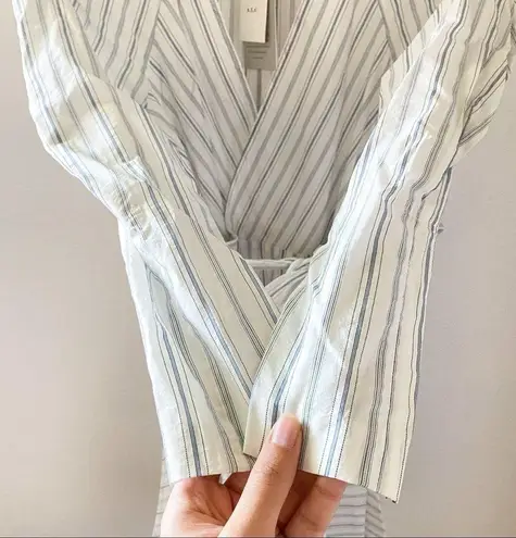 ALC Frank A.L.C. Enzo Dress Stripe Wrap Poplin White Salmon Size 2 NWT