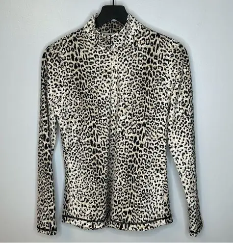 J. McLaughlin Animal Print Quarter Zip Pullover Size M