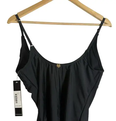 Catherine Malandrino Black One Piece V-Neck Ruffle Front Swimsuit Size Small