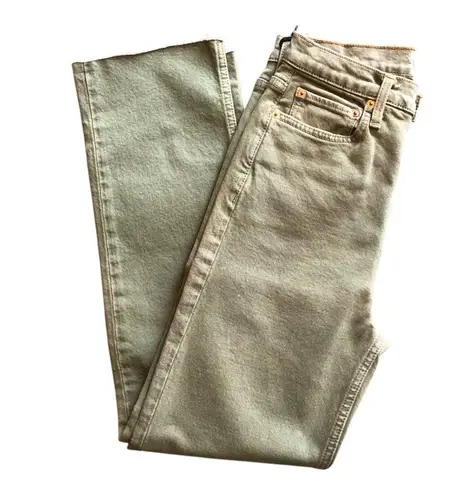 RE/DONE NWT 90’s High Rise Loose Fit Button Fly Jeans Washed Sage Green Size 25