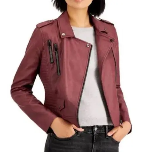 Coffee Shop NWT Faux Leather Jacket in Pomegranate