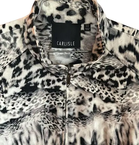 Carlisle black, beige animal, print zip jacket plus size 16