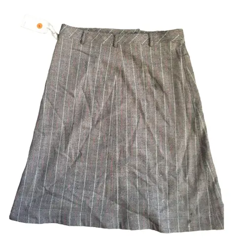 Bill Blass Vintage 90s Y2K A Line Wool Blend Gray Pinstripe Skirt Knee Length 4