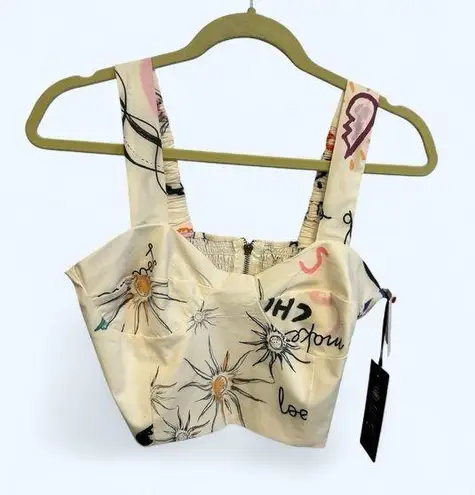 Liliana Meza New Athenna unique printed chic cropped top size Medium Shaut