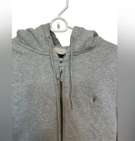 All Saints Raven Gray Zip Up Ramskull Hoodie