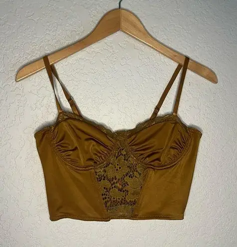 NEW Mono B Brown Lace Bustier Bra Medium Lacy Lace Sexy Date Night Peekaboo