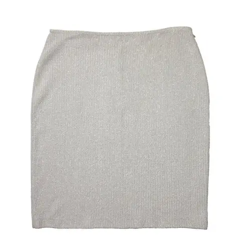 St. John NWT Tweed Knit Pencil in Limestone Metallic Wool Blend Skirt 10