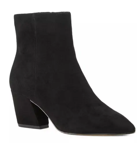 Botkier Allie Almond Toe Suede Mid Heel Booties Women's Size 9 Black Zip Ankle