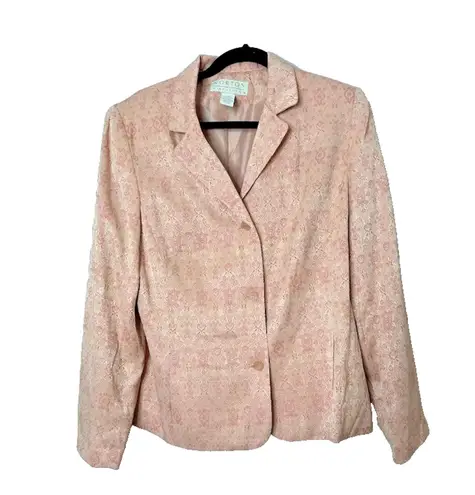 Norton Mcnaughton Vintage 14 Blazer Jacket Peach Jacquard Damask Boho Cottage