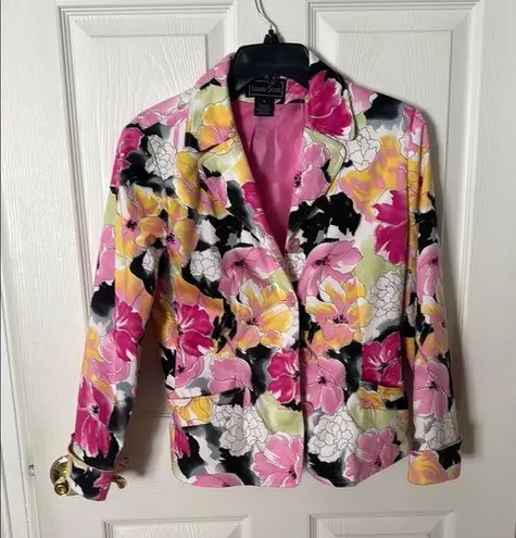 Laura Scott Vintage Pink and Yellow Floral Blazer size 6