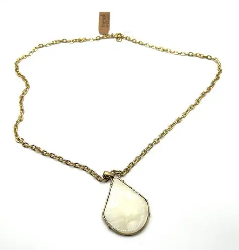 The Sak Mother of Pearl Teardrop Pendant Necklace in Gold-tone NWT