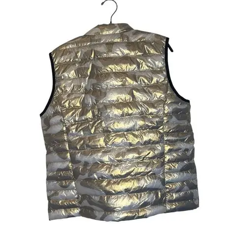 Lole Maria Metallic Gold Camouflage Puffer Vest NWT Sz Lg Zipper Closure Women