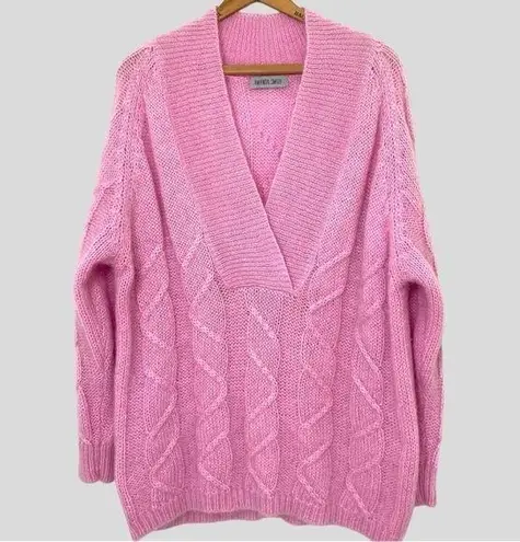 Amanda Smith Vintage Pink Mohair Sweater L Cozy Soft Girl Fuzzy Knit Cable Luxe