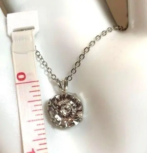 Swarovski Large Clear Round Crystal Pendant On Silver Chain Necklace
