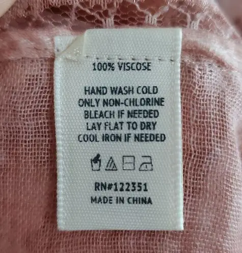 Large Pink Sheer Lightweight Lace Scalloped Edged Scarf