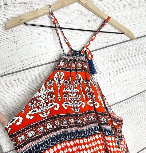 NWT Ethan and Amy Red & Blue Boho Patterned Sleeveless Romper Size Small