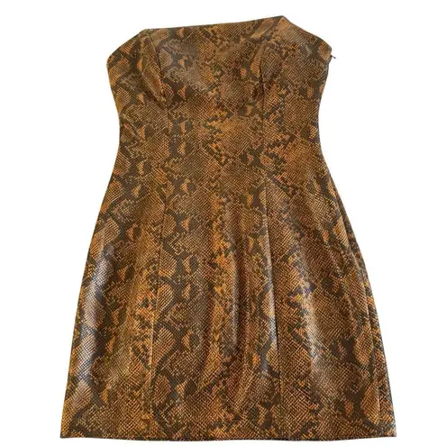 H:ours Faux Snakeskin Print Strapless Mini Dress Size Small