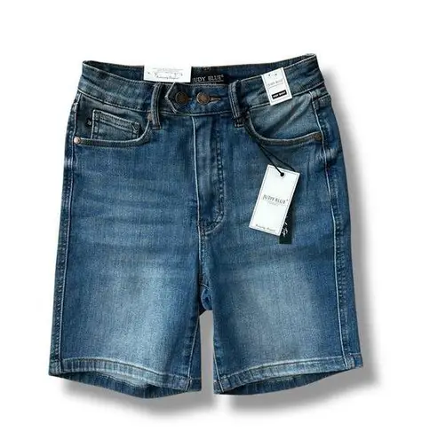 Judy Blue New Medium Blue Double Button Control Top Denim Jean Shorts Size Small