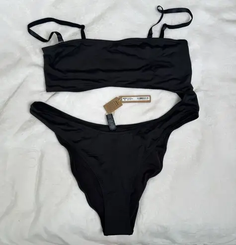 SKIMS Swim Strapless Monokini One Piece Removable Straps Black Onyx 2X Plus NWT