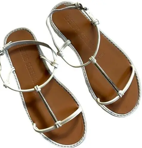 Opening Ceremony Leather Sandals White Silver Size 6