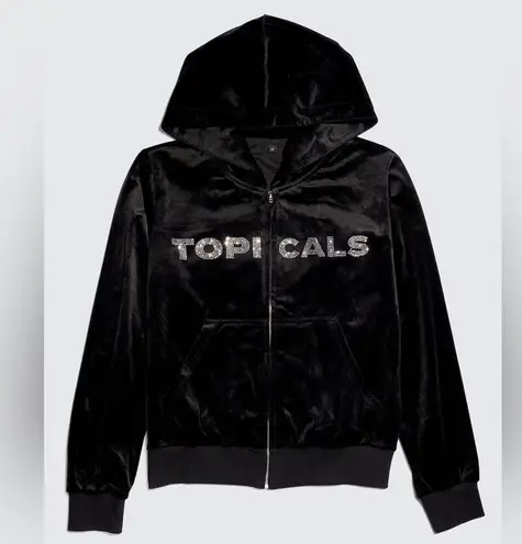Topicals velour tracksuit hooded jacket Black