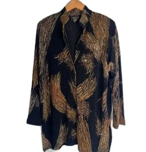 A Touch of Class Vintage Artsy Button Front Long Sleeve Blouse Size LG Black