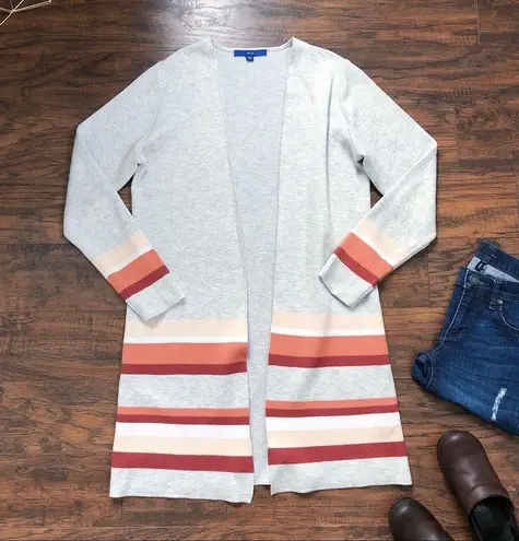 Apt. 9  • striped coatigan sweater grey orange cardigan duster longline open