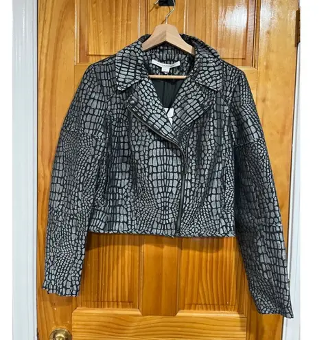 Diane Von Furstenberg New with Tag  DVF Angie Alligator Print Jacquard Crop Moto