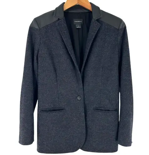Club Monaco Charcoal and Black Wool/Vegan Leather Blazer Size 8