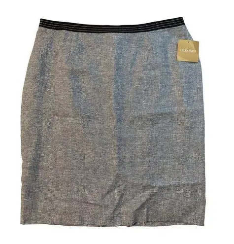 Ellen Tracy Pencil Skirt Womens 16 Passport French Blue Combo Back Zip NWT
