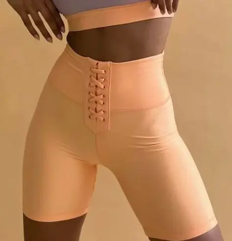 We Wore What NWT Lace-Up Biker Short Peach Cobbler Size XS NEW $68