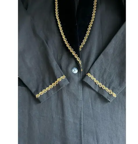 Contempo Casuals Vintage Black 1 Button Blazer, velvet & gold trim size small