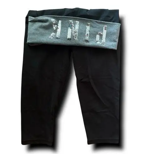 PINK Victoria's Secret Black Leggings with Contrasting Waistband