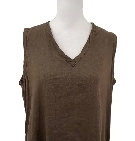Spiegel Linen Blend Tank Sleeveless Maxi Dress Lagenlook Brown size Medium