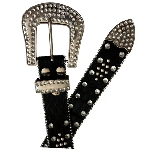 Rhinestone Studded Black BELT 34