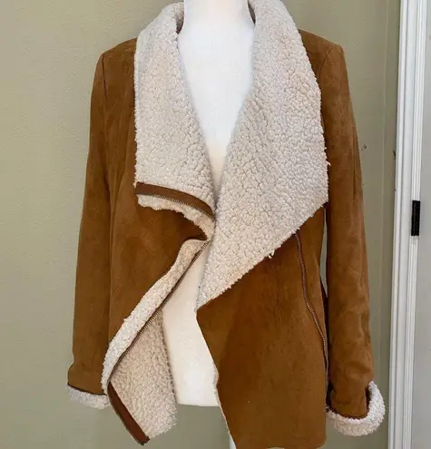Miss Love Faux Suede & Shearling Drape Coat by - size Large