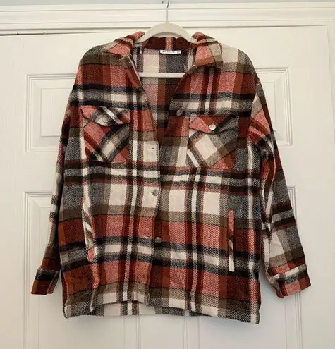 Staccato Women’s Shacket Orange Plaid Size S
