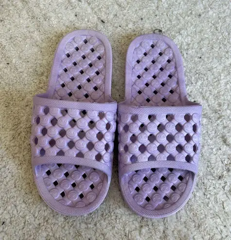 Lavender Women's Comfort Slippers/ slide sandals with smiley faces Purple Size 5.5