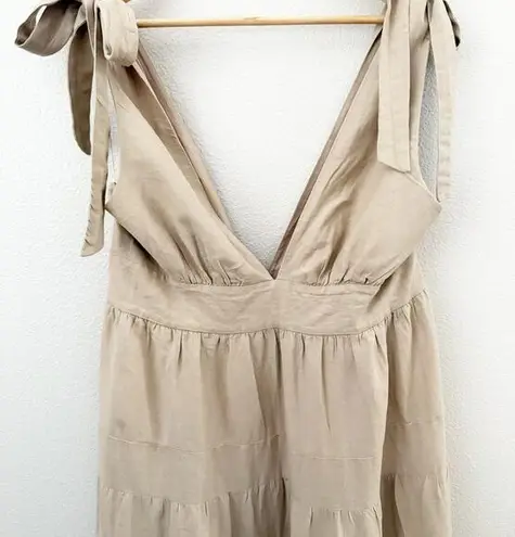 HOUSE OF HARLOW 1960 x REVOLVE | Tan Tiered Dress Maxi Tie Bow V