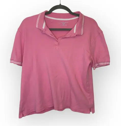 Karen Scott Sport Pink Polo Shirt M Y2K Retro Preppy Casual Golf Top