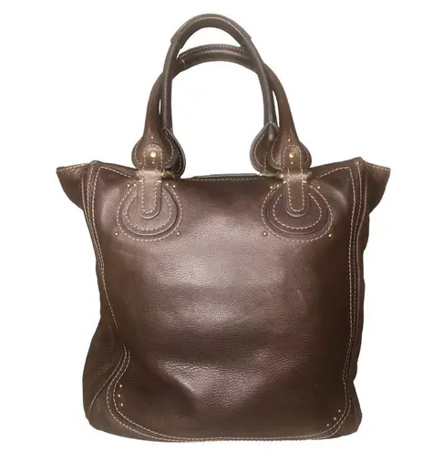 Chloé CHLOE Paddington Dark Brown Leather Bag with Lock and Key