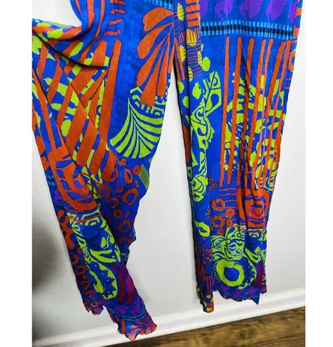 FUZZI Blue Green Printed Mesh Sleeveless V