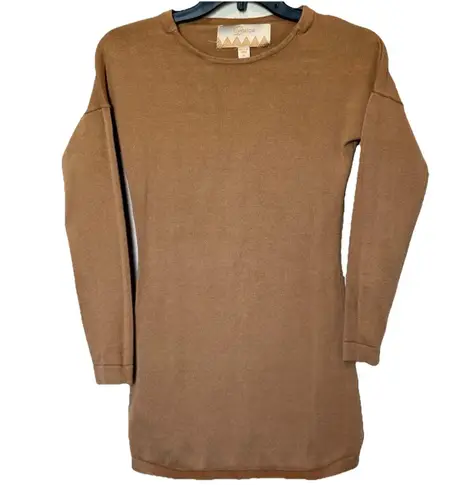 Bestow Women's Crew Neck Jumper Sweater Mini Dress Size S Small Cameo Tan
