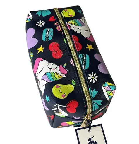 NEW Clementine & Jane Makeup COSMETIC TRAVEL BAG Zip Unicorn Rainbow Smiley Face
