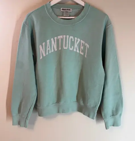 Nantucket Crew Neck Sweatshirt Guava Beach Small Aqua White Green Size undefined