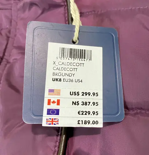 Joules Women’s Caldecott Long Padded Faux Fur Hooded Jacket Burgundy NWT