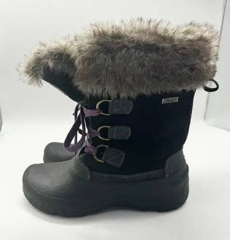 Khombu Slope Black Fur Lined Suede Leather Winter Lace Up Waterproof Boots Sz 7