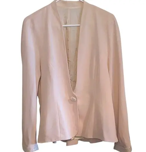 Daymor couture beaded blush pink special occasion maxi dress with blazer set Size L